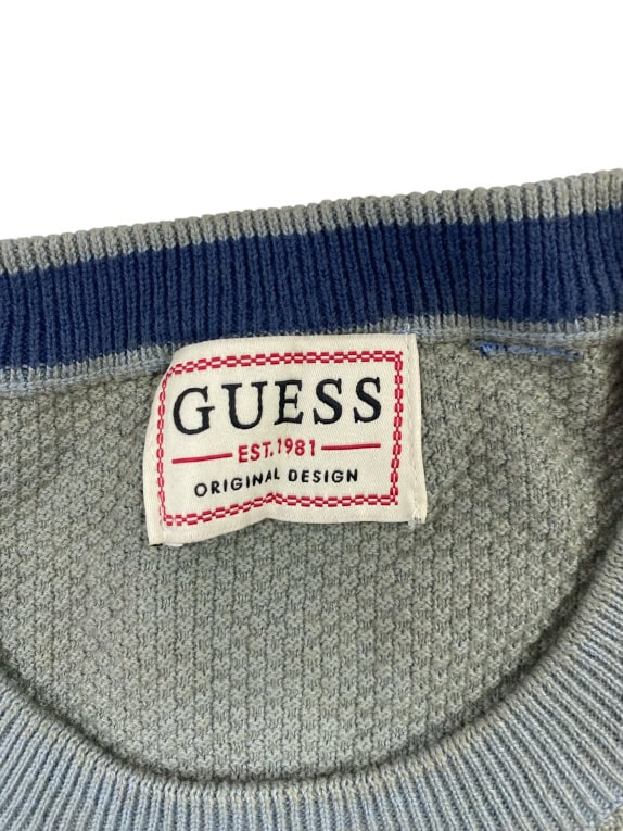 Guess Πλεκτό Πουλόβερ Casual Minimal Λογότυπο Γκρι-Μπλε Ανδρικό L