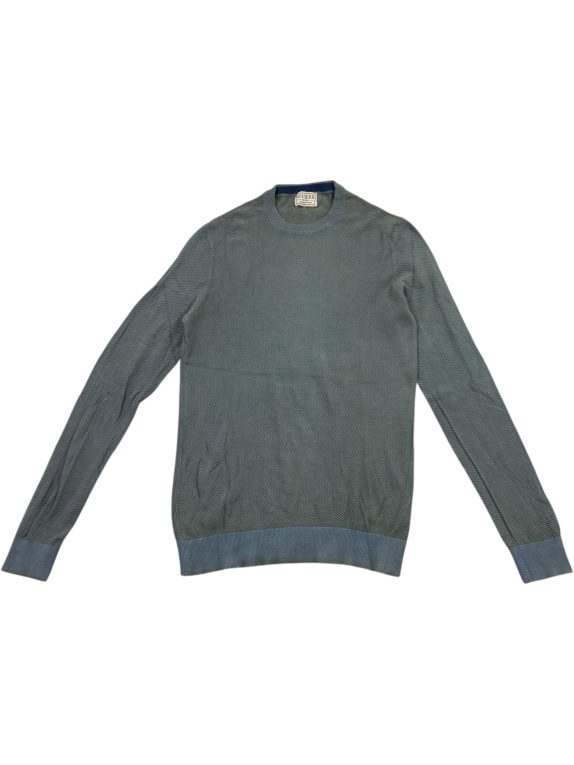 Guess Πλεκτό Πουλόβερ Casual Minimal Λογότυπο Γκρι-Μπλε Ανδρικό L