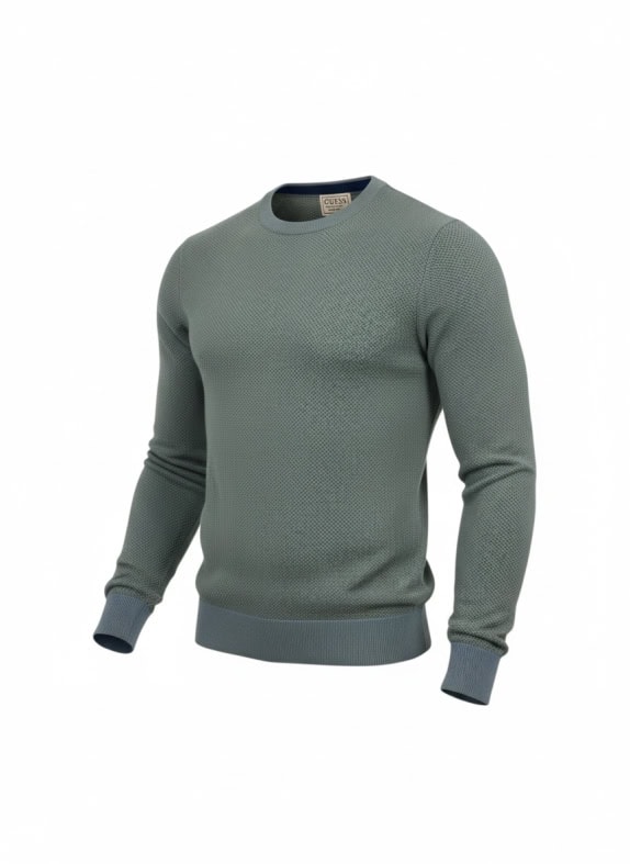 Guess Maglione lavorato a maglia casual minimal con logo grigio-blu da uomo L