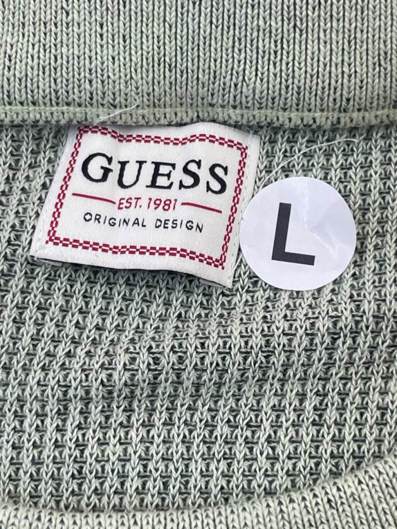 GUESS CREWNECK SWEATER MINIMAL LIGHT GREEN MENS PRE OWNED L