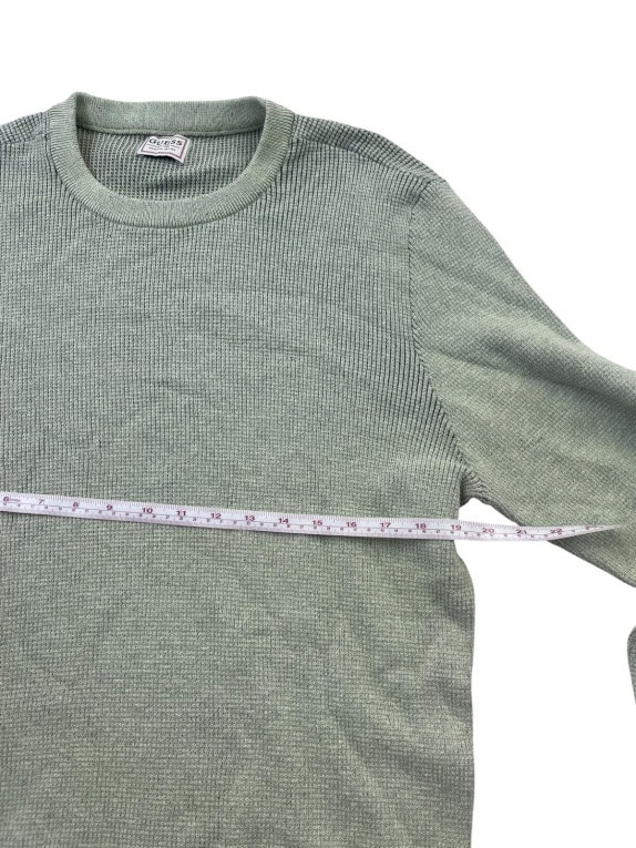 GUESS CREWNECK SWEATER MINIMAL LIGHT GREEN MENS PRE OWNED L