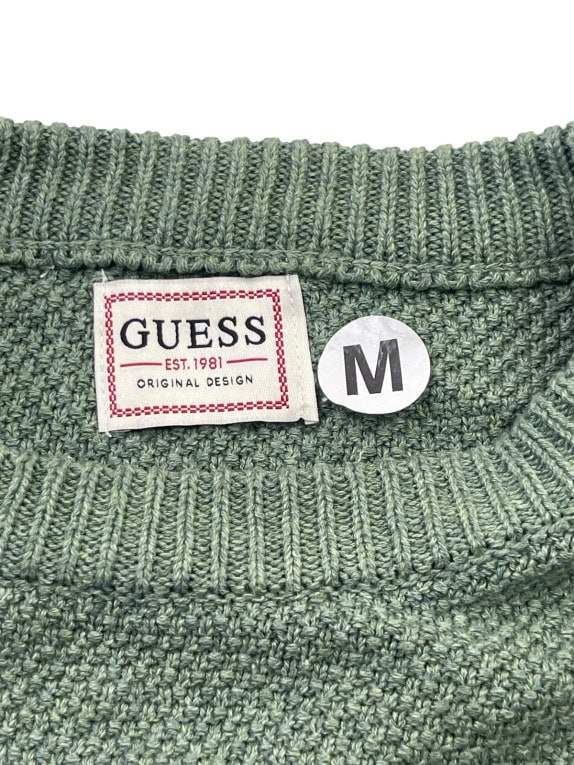 GUESS KNIT SWEATER MINIMAL OLIVE MENS PRE OWNED M
