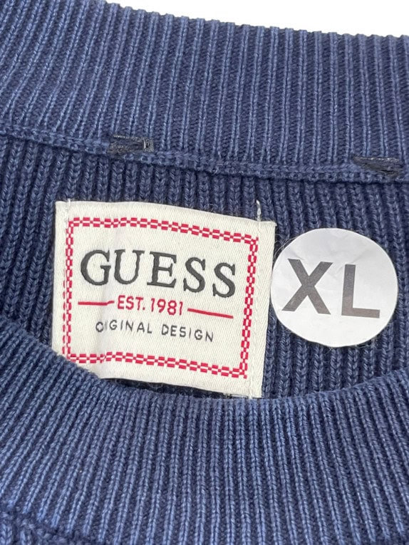 GUESS KNIT SWEATER MINIMAL NAVY MEN PRE OWNED XL