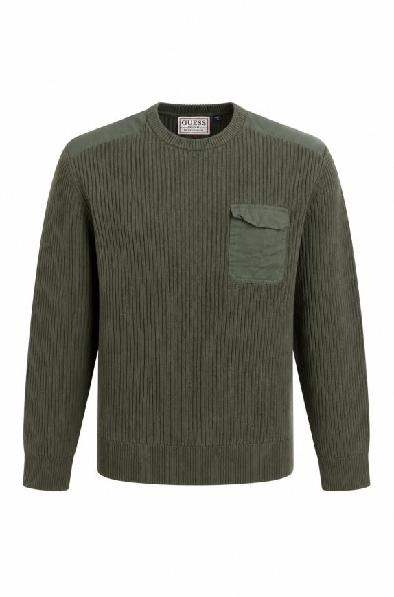GUESS MAGLIONE MAGLIA MINIMAL VERDE UOMO PRE OWNED XL