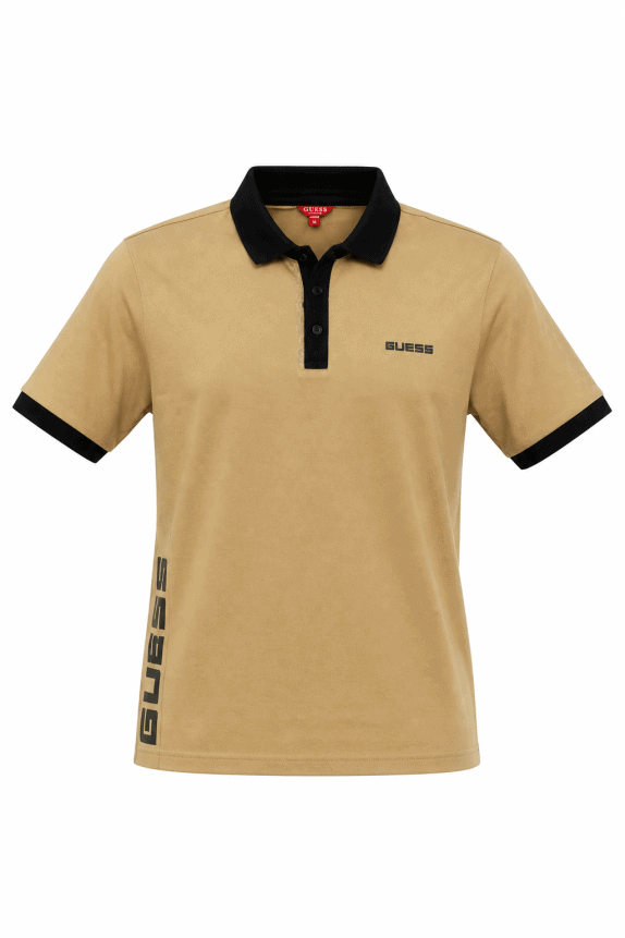GUESS POLO SHIRT MINIMAL BEIGE MEN PRE OWNED XL