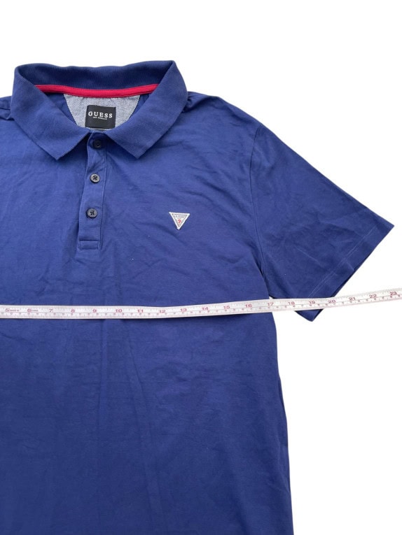GUESS POLO SHIRT MINIMAL NAVY MEN PRE OWNED M