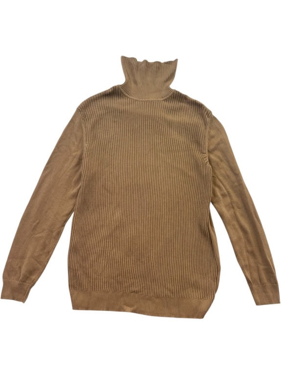 GUESS TURTLENECK SWEATER MINIMAL CAMEL WOMEN PRE OWNED L