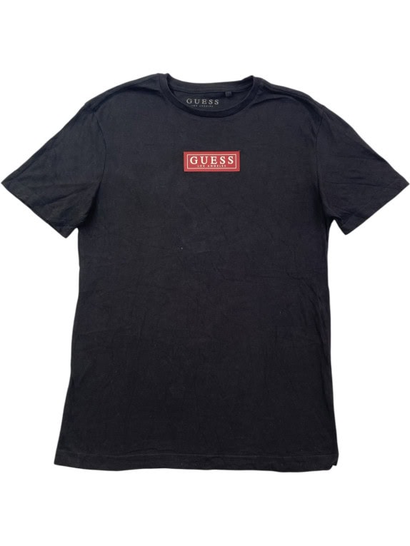 GUESS T SHIRT MINIMAL BLACK MEN PRE OWNED M