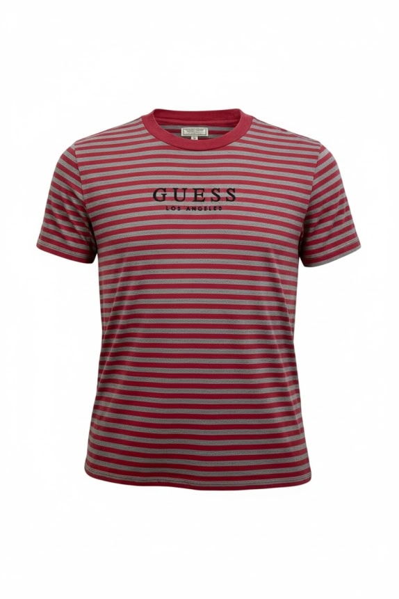 GUESS T-SHIRT ΡΙΓΕ LOGO ΚΟΚΚΙΝΟ/ΓΚΡΙ ΑΝΔΡΙΚΟ M