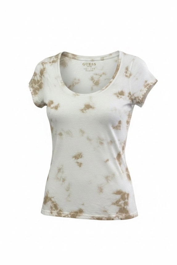 GUESS T SHIRT TIE DYE OFF WHITE WOMEN PRE OWNED S