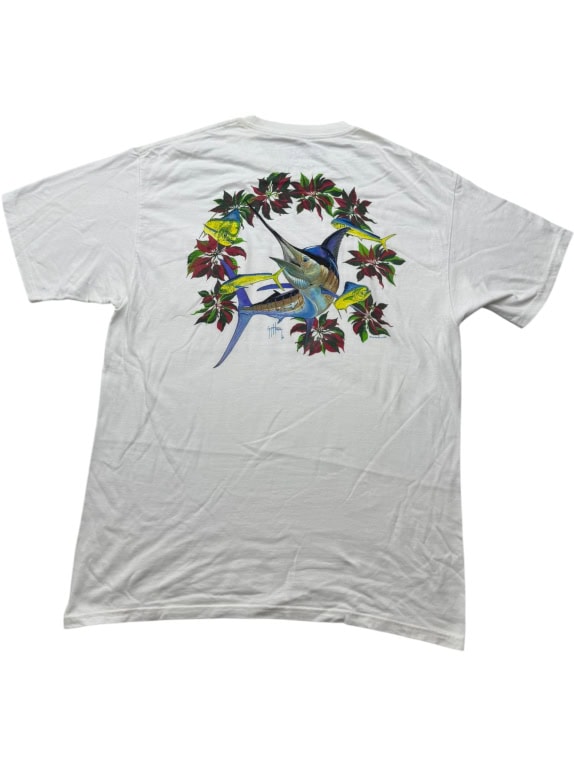 Guy Harvey T-Shirt Vintage Pocket Logo White Men’s L