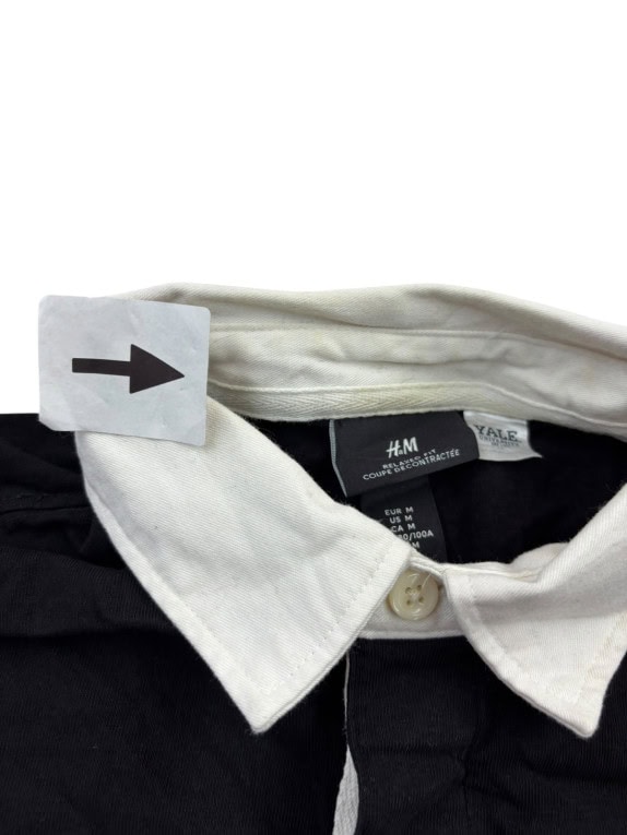 H M POLO COLLEGIATE NERO OFF WHITE UOMO PRE OWNED M