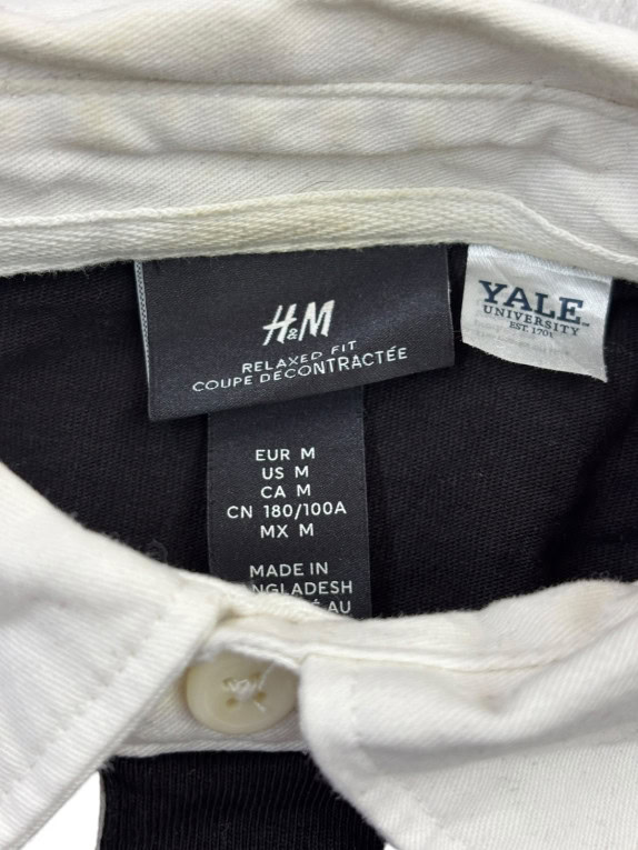 H M POLO COLLEGIATE NERO OFF WHITE UOMO PRE OWNED M