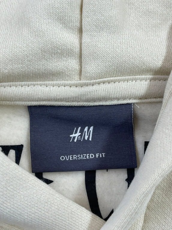 H&M Hoodie Oversized Fit Logo Beige Unisex XXL