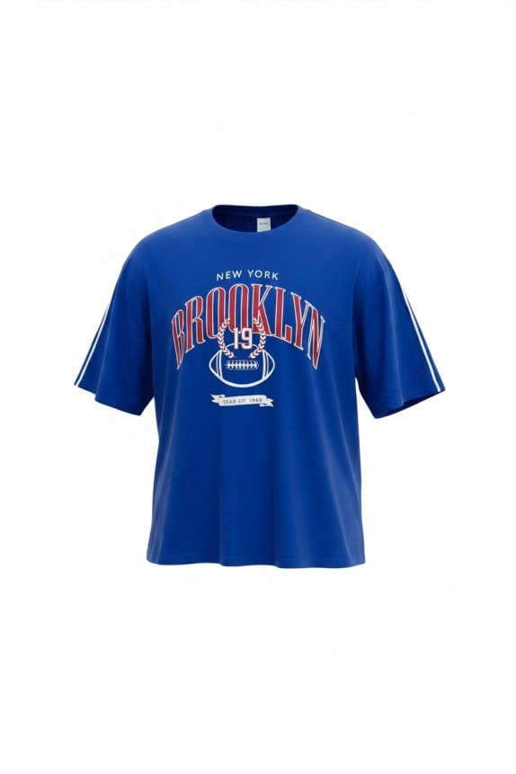 H&M T-SHIRT BROOKLYN 19 NEW YORK OVERSIZED ΜΠΛΕ UNISEX L