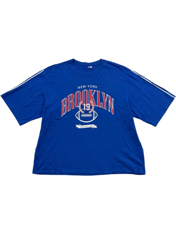 H&M T-SHIRT BROOKLYN 19 NEW YORK OVERSIZE BLU UNISEX L