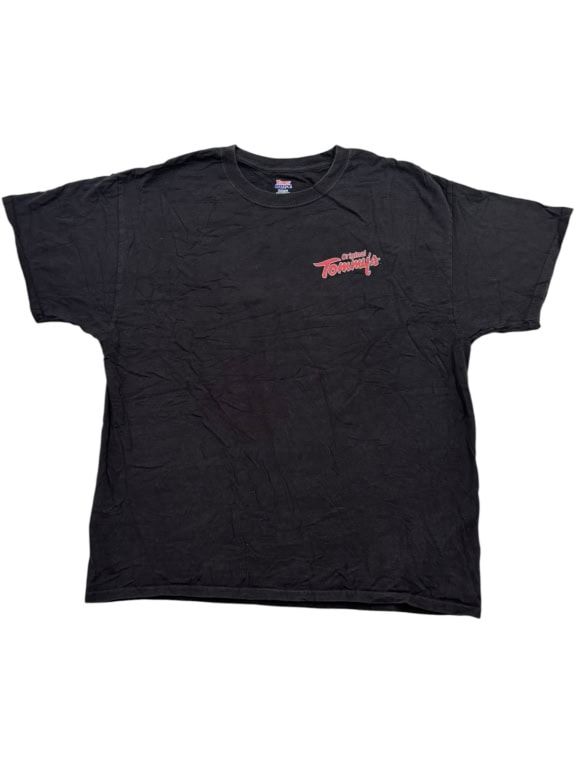 HANES BEEFY T T SHIRT GRAPHIC NERO SBIADITO UNISEX PRE OWNED XL