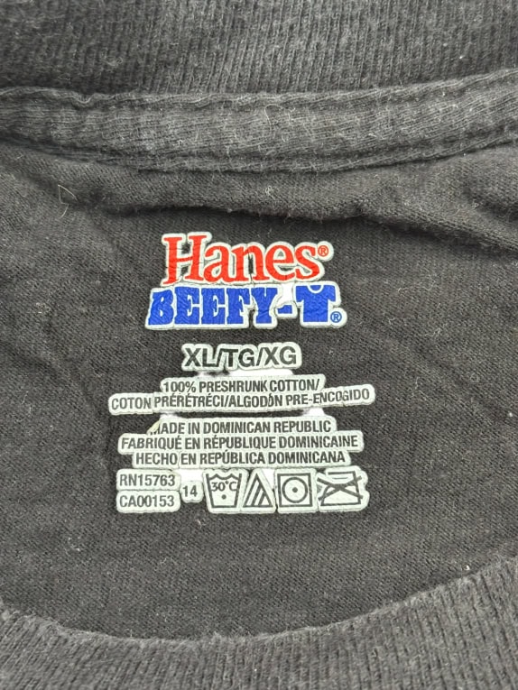 HANES BEEFY T T SHIRT GRAPHIC NERO SBIADITO UNISEX PRE OWNED XL