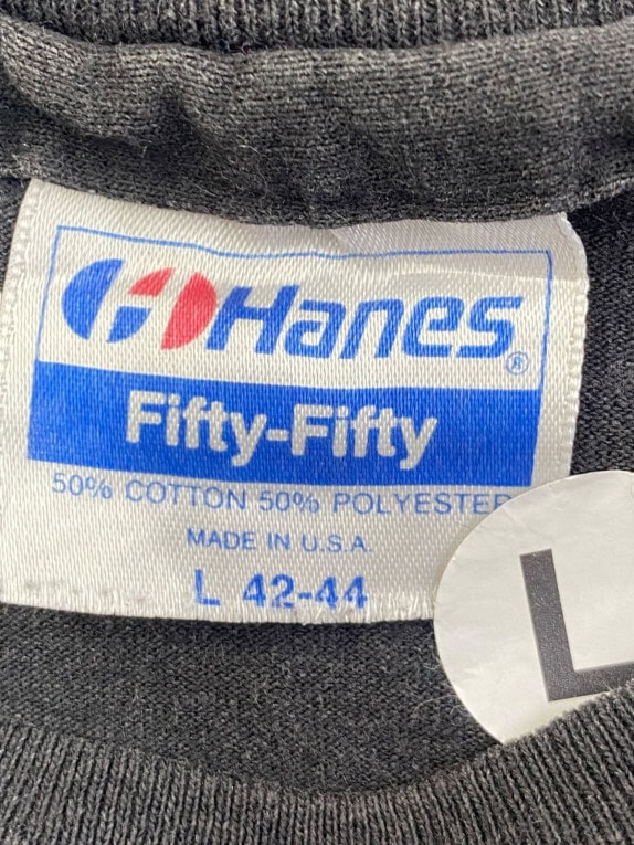 HANES ΜΠΛΟΥΖΑ GRAPHIC VINTAGE ΞΕΘΩΡΙΑΣΜΕΝΟ ΜΑΥΡΟ ΑΝΤΡΙΚΟ PRE OWNED L