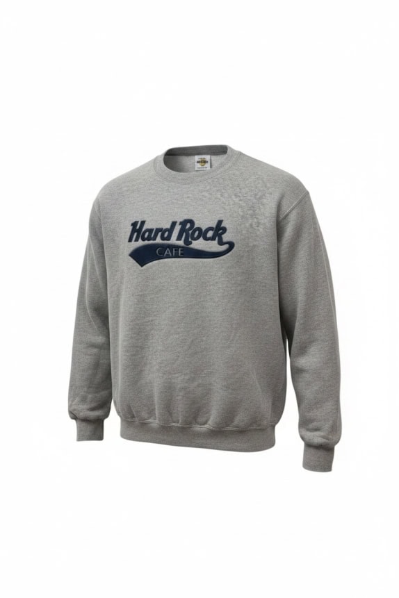 HARD ROCK CAFE CREWNECK EMBROIDERED GREY UNISEX PRE OWNED L