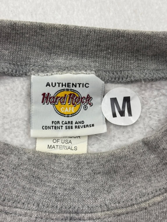 HARD ROCK CAFE CREWNECK EMBROIDERED GREY UNISEX PRE OWNED L