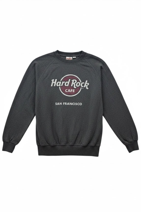 HARD ROCK CAFE CREWNECK GRAPHIC CHARCOAL UNISEX PRE OWNED S
