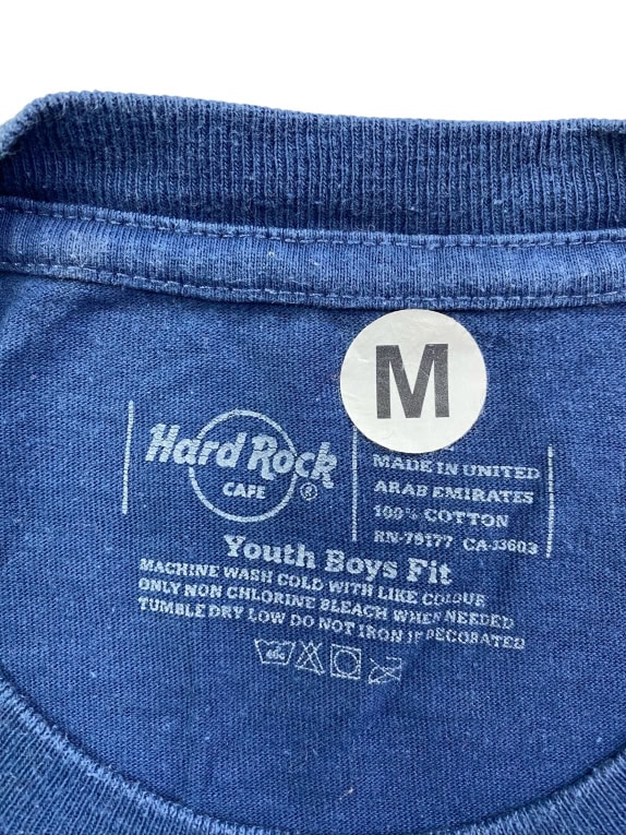 HARD ROCK CAFE Dubai T-Shirt Συλλεκτικό Guitar Print Μπλε Ανδρικό M (Youth Fit)