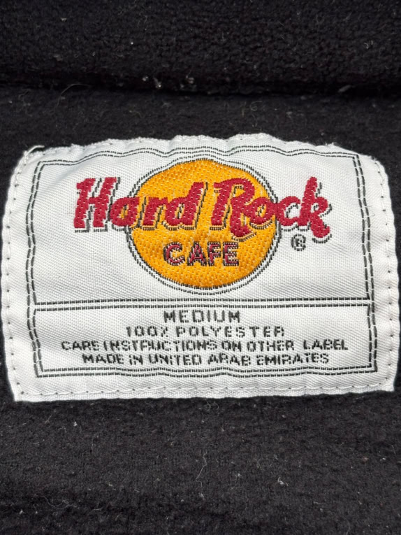 HARD ROCK CAFE FLEECE JACKET MINIMAL BLACK UNISEX PRE OWNED M