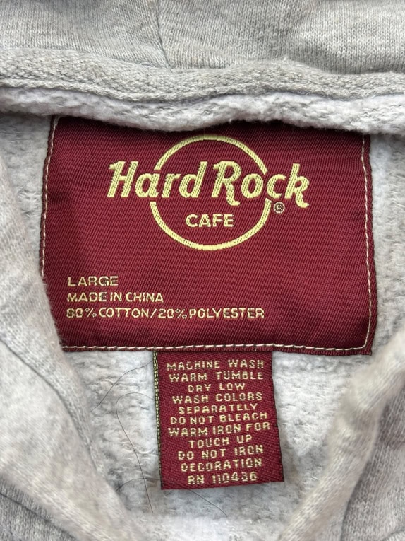 HARD ROCK CAFE HOODIE GRAPHIC GREY UNISEX PRE OWNED L