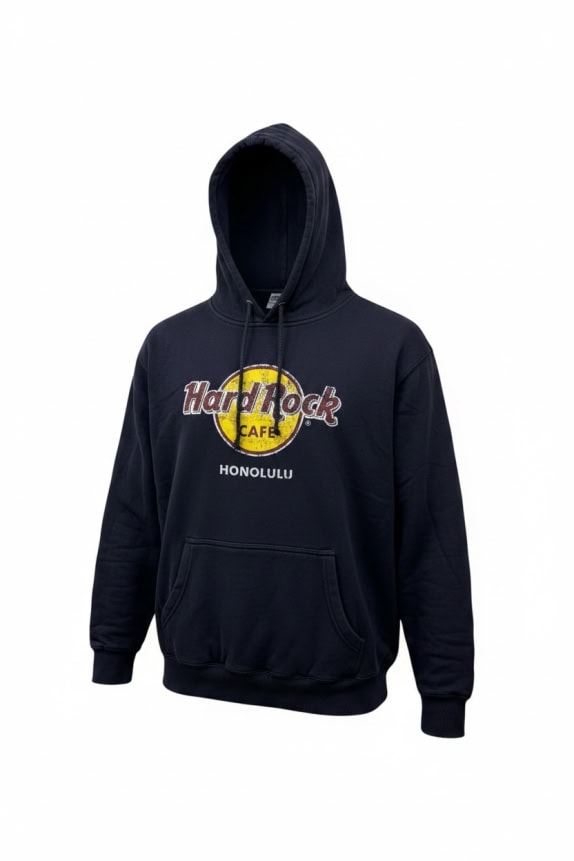 HARD ROCK CAFE HOODIE GRAPHIC NAVY UNISEX PRE OWNED L