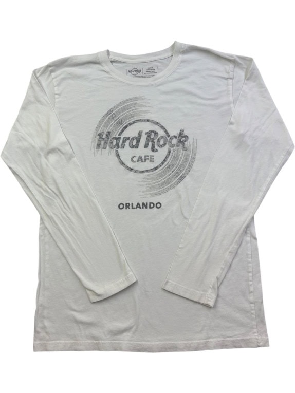 HARD ROCK CAFE ΜΑΚΡΥΜΑΝΙΚΗ ΜΠΛΟΥΖΑ GRAPHIC OFF WHITE UNISEX PRE OWNED M