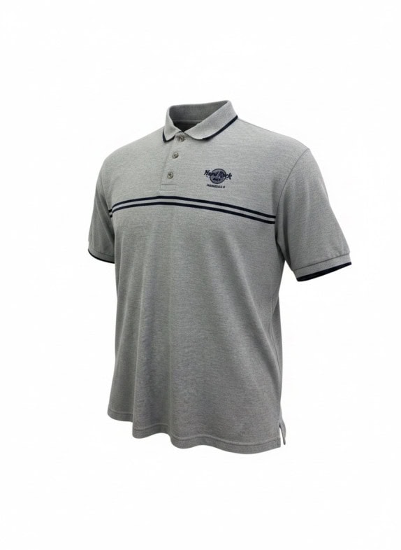 HARD ROCK CAFE POLO SHIRT CLASSIC HEATHER GREY MENS PRE OWNED XL