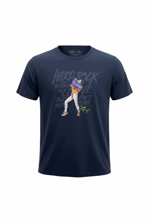 HARD ROCK CAFE T-SHIRT VINTAGE FREDDIE MERCURY LOGO NAVY BLUE MEN'S M