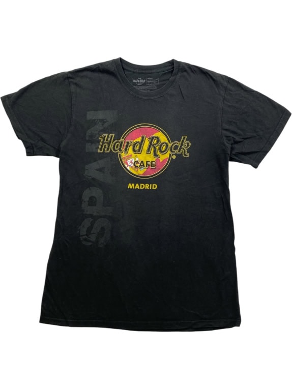 HARD ROCK CAFE T-SHIRT VINTAGE LOGO MADRID BLACK WOMEN'S M