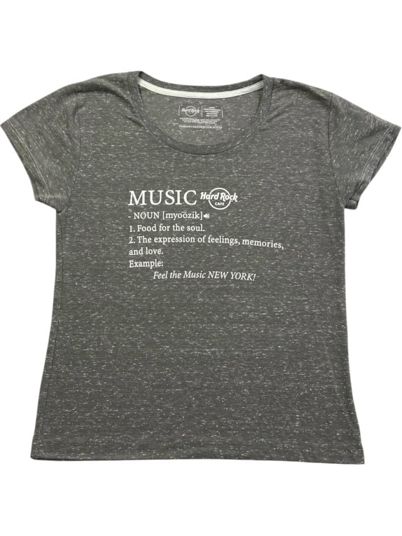HARD ROCK CAFE NEW YORK T-SHIRT "MUSIC DEFINITION" ΓΚΡΙ ΜΕΛΑΝΖΕ ΓΥΝΑΙΚΕΙΟ S/M