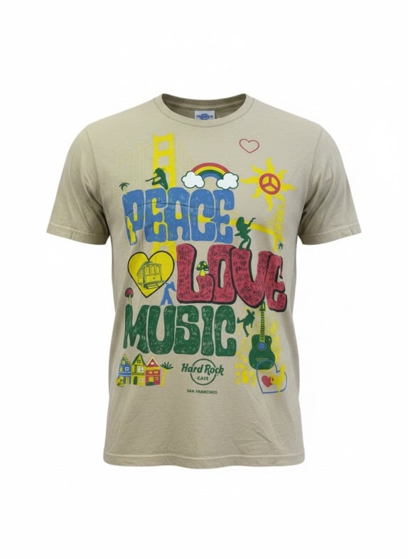 HARD ROCK CAFE PACSUN T SHIRT GRAFICA RETRO BEIGE UOMO PRE OWNED M