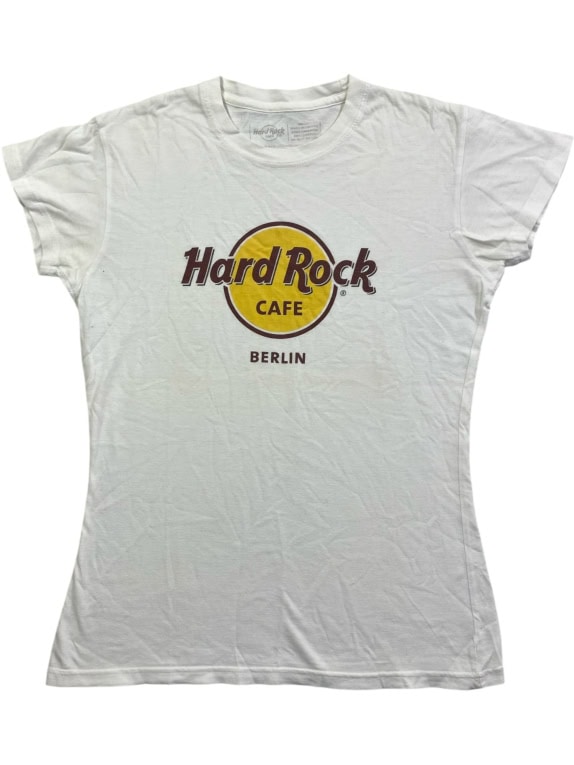 HARD ROCK CAFE T-SHIRT BERLIN LOGO VINTAGE BIANCO DA DONNA SMALL