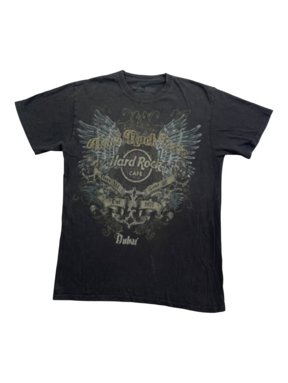 HARD ROCK CAFE T-SHIRT DUBAI WINGS GRAPHIC NERA DA UOMO M