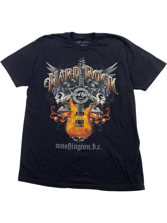 HARD ROCK CAFE T SHIRT GRAPHIC BLACK MENS PRE OWNED L