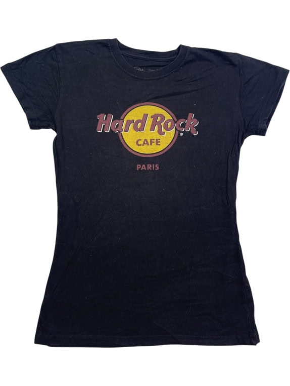 HARD ROCK CAFE T SHIRT GRAPHIC BLACK WOMENS PRE OWNED M