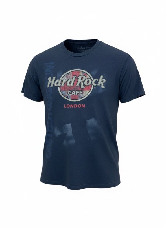 HARD ROCK CAFE T SHIRT GRAPHIC NAVY UOMO PRE OWNED L