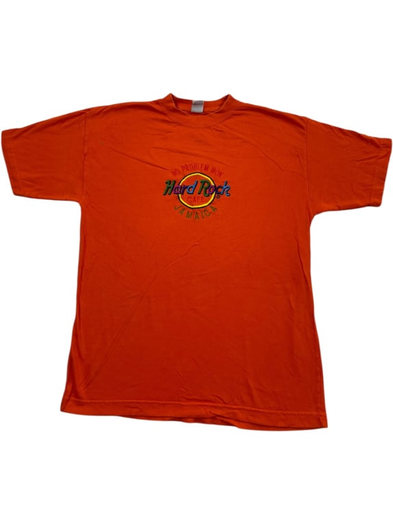 HARD ROCK CAFE T SHIRT GRAPHIC ORANGE UNISEX PRE OWNED S