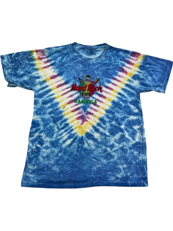 HARD ROCK CAFE GRAPHIC T SHIRT TIE DYE BLUE UNISEX PRE OWNED L