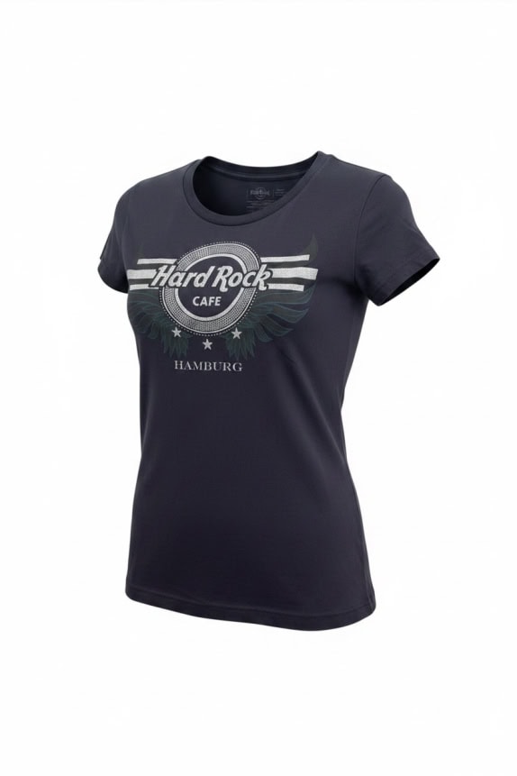 HARD ROCK CAFE Τ-Shirt Hamburg Logo Μπλε ΓΥΝΑΙΚΕΙΟ S