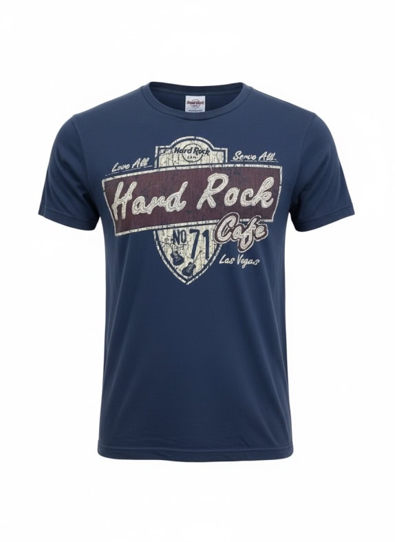 HARD ROCK CAFE T-SHIRT VINTAGE LAS VEGAS LOGO NAVY BLUE MEN'S S