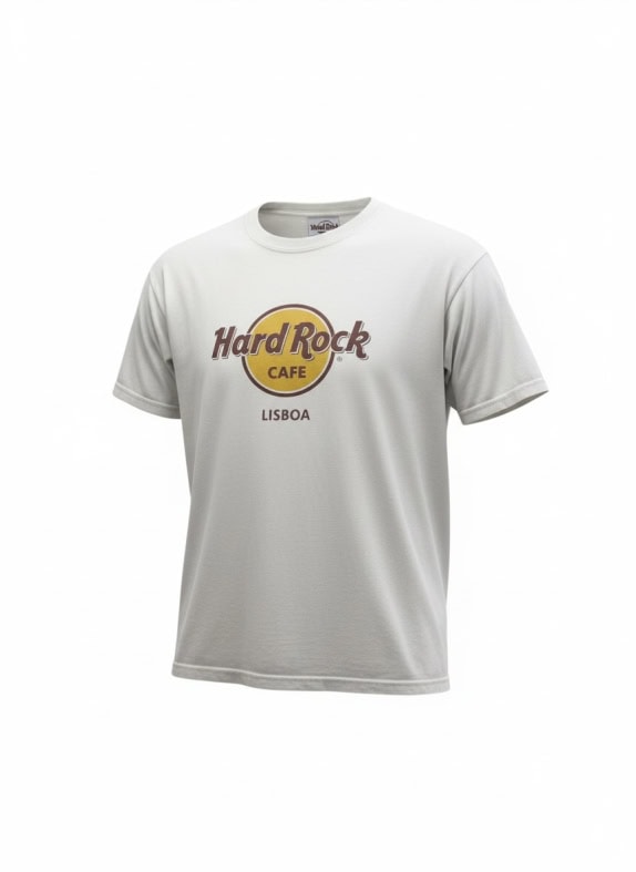 HARD ROCK CAFE T-SHIRT VINTAGE LOGO LISBONA BIANCO UOMO XXL