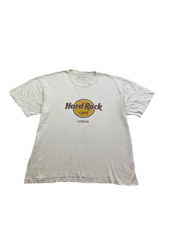 HARD ROCK CAFE T-SHIRT VINTAGE LOGO LISBONA BIANCO UOMO XXL