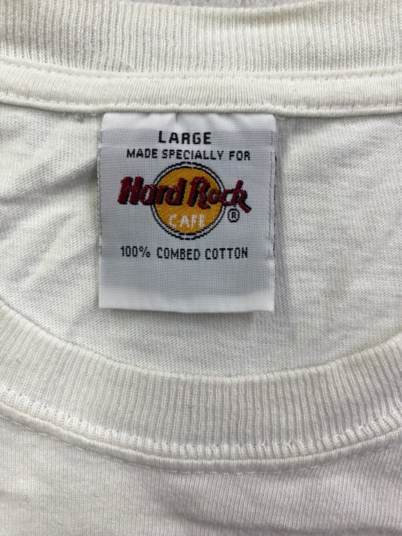 HARD ROCK CAFE T-SHIRT LOGO VINTAGE BARCELLONA BIANCA DA UOMO L