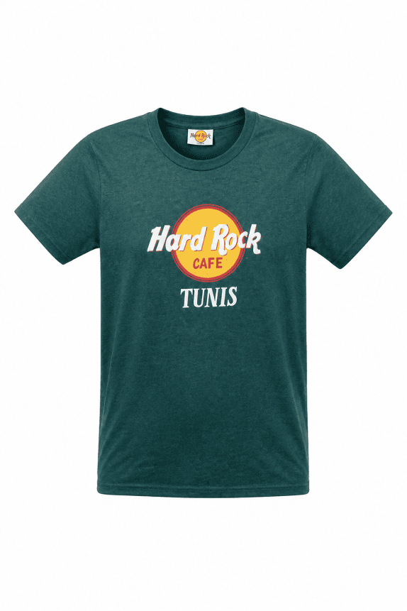 HARD ROCK CAFE TUNIS GRAPHIC TEE GREEN MEN PRE OWNED L