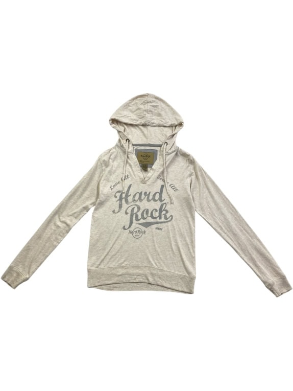 HARD ROCK CAFE VENICE HOODIE ΜΕ LOGO PRINT MELANGE BEIGE ΓΥΝΑΙΚΕΙΟ XS